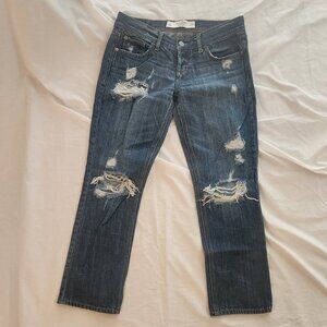 A&F Distressed Dark Wash Distressed Low Rise Straight Jeans Size 2 / 26